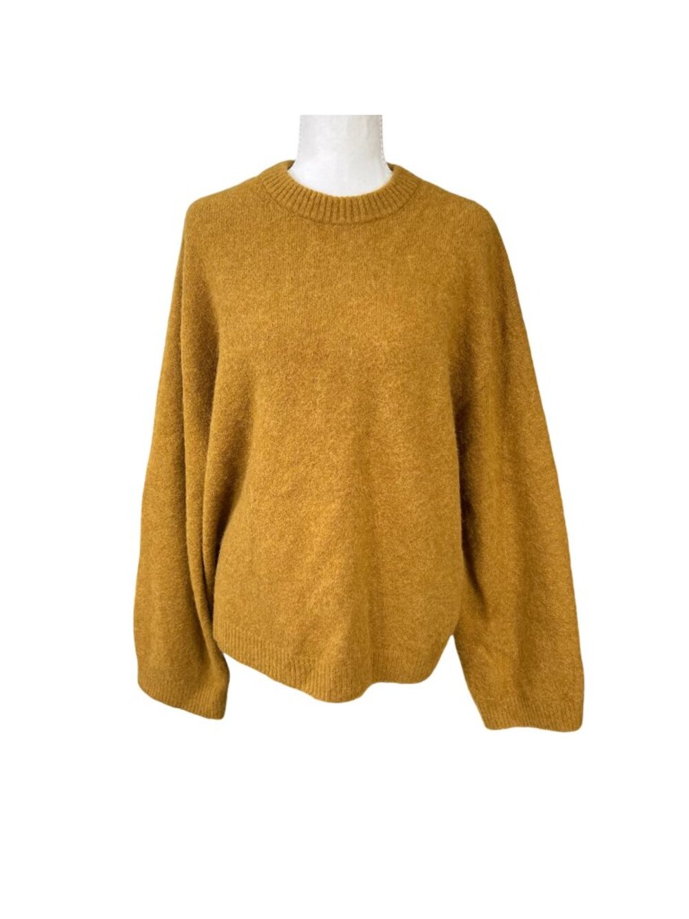 Arket Alpaca Wool Blend Bell Sleeve Mustard Yellow Oversize Sweater Size XS